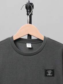 SHEIN Tween Boy Letter Patched 2 In 1 Tee - Grey - View 5