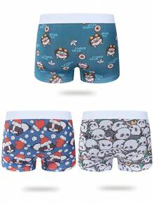Hombres 3 piezas Calzoncillos boxer con estampado de dibujos animados