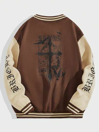 Our Grunge Punk Guys Letter & Cross Graphic Colorblock