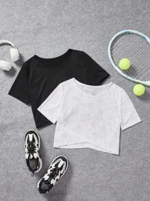 Easithlete Contrast Mesh Cut Out Back Sports Tee Workout Tank Top Gym Women Shirts