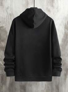 Manfinity Men's Cartoon Printed Drawstring Sweatshirt - Black - View 2