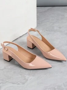 Zapatos De Tacón Alto Cerrados Para Mujeres Con Tacón Grueso Y Correa En El Tobillo - Rosa - Ver 3