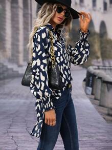 SHEIN LUNE Camisa con estampado bajo irregular - Multicolor - Ver 4