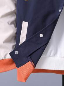 SHEIN 休閒口袋 前紐扣撞色 字母男童（大）兩件套 - 白色 - 查看 3