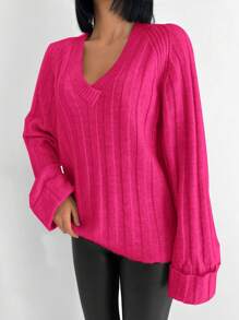 EURMUSE Jersey de cuello V de manga raglán - Rosa - Ver 5