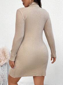 SHEIN Frenchy Plus Turtleneck Split Hem Sweater Dress Without Belt