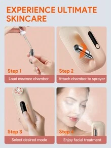 JMMO Nano Facial Steamer, USB Rechargeable Mist Sprayer, Moisturizing&Hydrating For Face, Skin Care, Eyelash Extensions, Pink - Pink - View 4