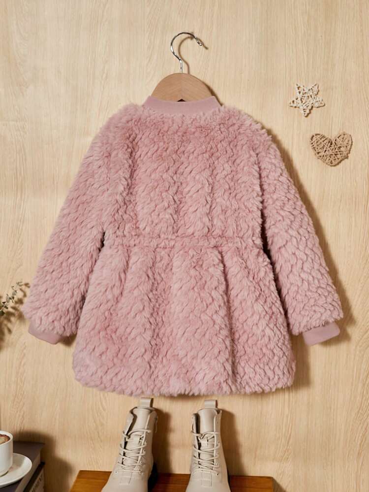 Young Girl 1pc Open Front Belted Coat