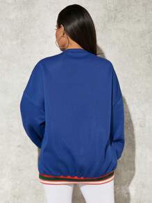 SHEIN SXY Car & Letter Graphic Drop Shoulder Sweatshirt - Royal Blue - View 2