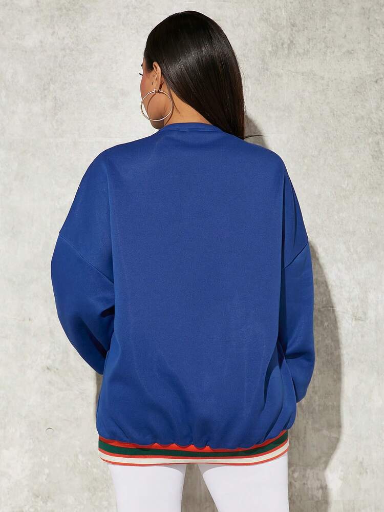 Car & Letter Graphic Drop Shoulder Sweatshirt