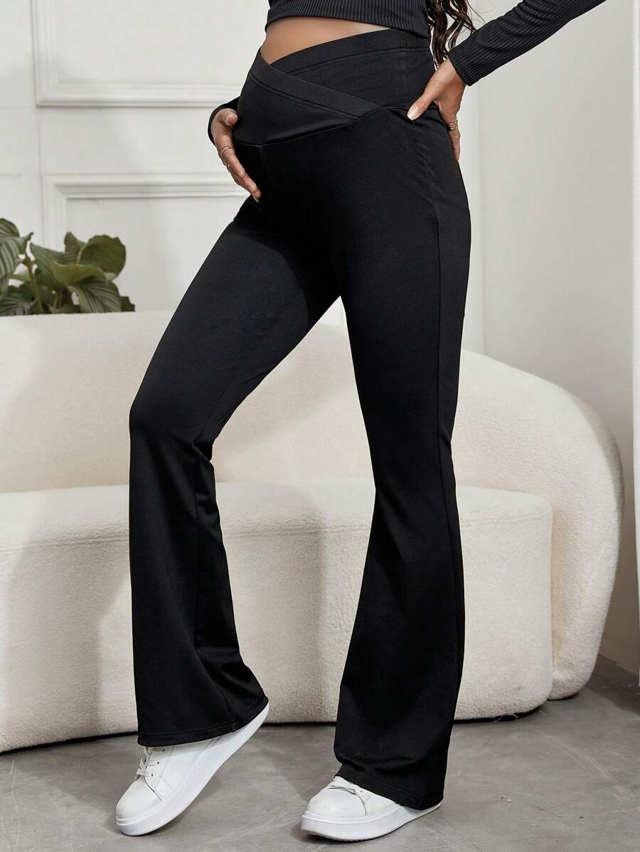 SHEIN Maternity Adjustable Waist Flare Leg Pants SHEIN USA