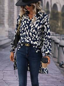 SHEIN LUNE Camisa con estampado bajo irregular - Multicolor - Ver 6
