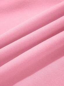 SHEIN EZwear Sudadera con capucha térmica con cordón y gráfico de motocicleta y letras, talla grande - Rosa - Ver 7