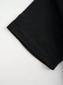INAWLY Áo thun tay ngắn cổ tròn in hình Giáng sinh cho nữ - màu đen - Xem 4