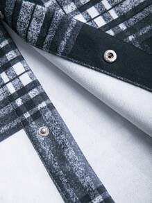 Manfinity Homme Hombres Abrigo de cuadros con bolsillo con solapa