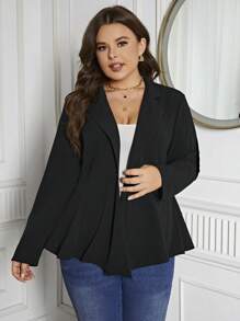 SHEIN Clasi Hơn Cổ áo Nút đơn Áo vest - màu đen - Xem 6