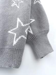 Flirla Plus Star Pattern Drop Shoulder Cardigan