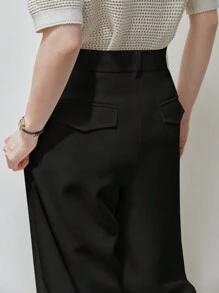 Dazy-Less 女士纯色褶皱商务休闲常规版型正装裤