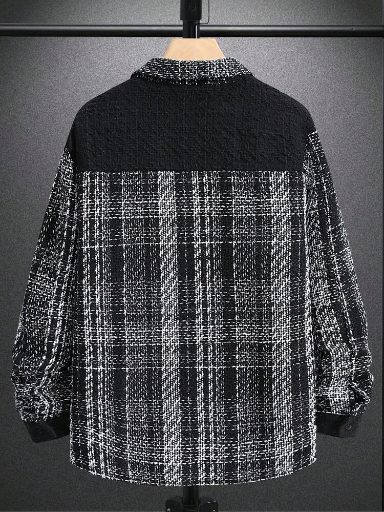 Men's Notched Collar Plaid Woolen Jacket