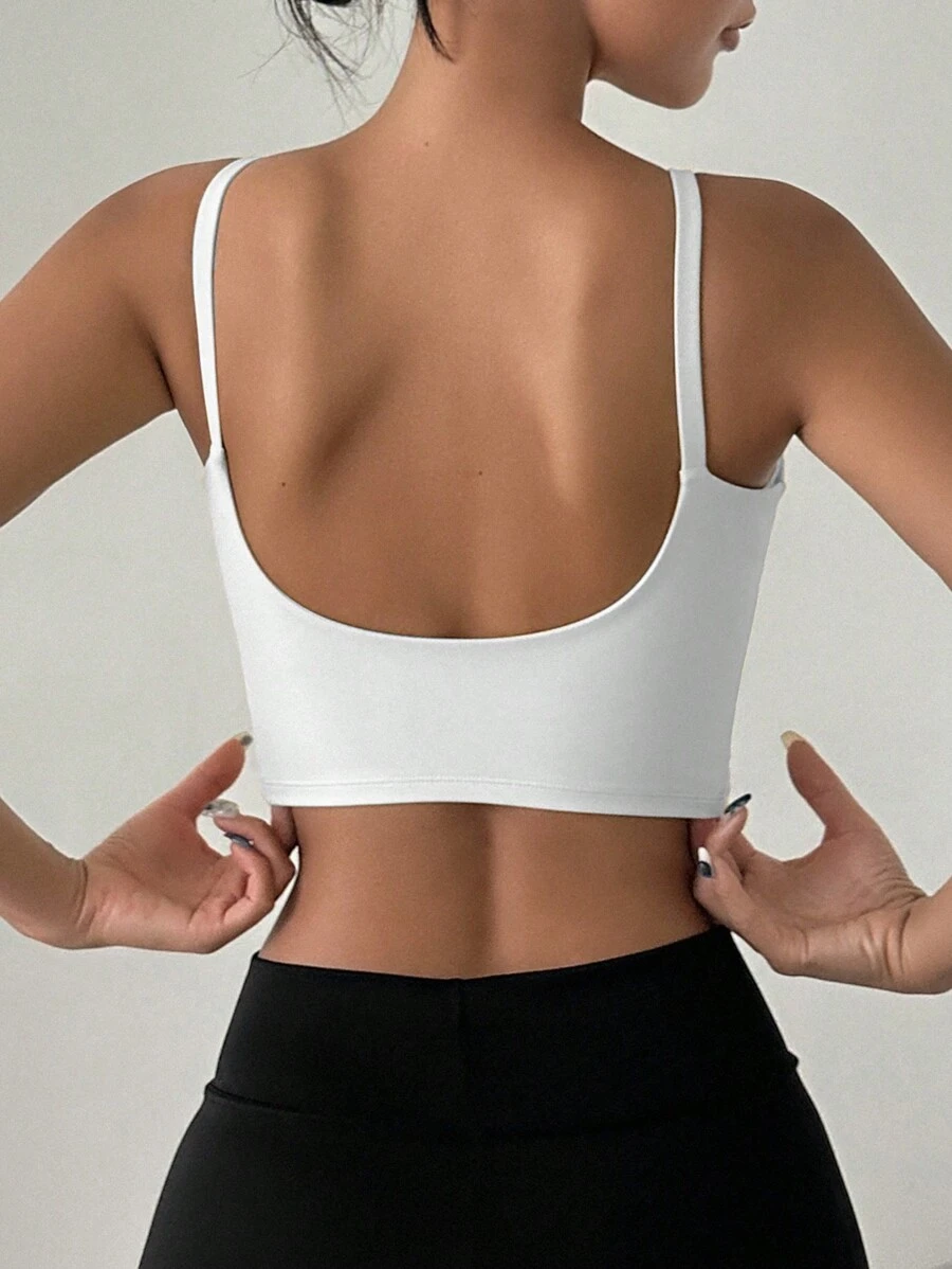 DAZY Solid Backless Sports Bra