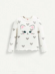 Cozy Pixies Baby Girl Snug Fit Pajama Set With Ribbed Round Neck Top And Long Pants