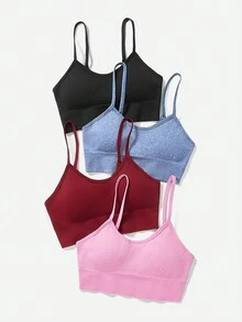 4pcs Seamless High Stretch Ribbed Knit Sports Bra - Multicolor - View 6