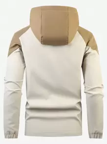 Manfinity Homme Chaqueta con capucha con cordón de dos tonos para hombre, esposo, de manga larga, de bloques de color, chaqueta delgada