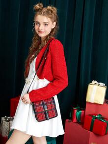 SHEIN MOD Của phụ nữ Kẻ sọc Khóa Trang trí Hình vuông Túi đeo vai Với Đập nhẹ Che phủ , Đúng mốt Túi đeo chéo - Nhiều màu - Xem 10