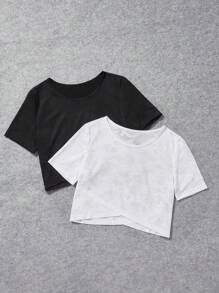 Easithlete Contrast Mesh Cut Out Back Sports Tee Workout Tank Top Gym Women Shirts