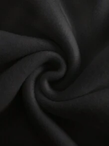 Men Skeleton & Slogan Graphic Kangaroo Pocket Drawstring Hoodie - Black - View 5