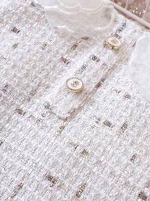 Baby Girls' Spring/Summer Stylish Decorative Color Block Long Sleeve Dress - White - View 4