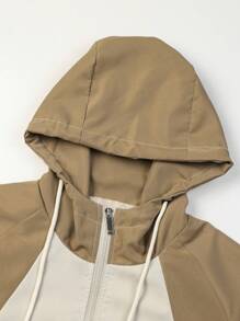 Manfinity Homme Chaqueta con capucha con cordón de dos tonos para hombre, esposo, de manga larga, de bloques de color, chaqueta delgada