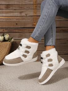 Giày bốt đi tuyết nữ, Bốt đế bằng & đến mắt cá chân, Mùa đông, Có lót nhiệt, Trắng - trắng - Xem 3