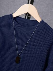 SHEIN Tween Boy Solid Drop Shoulder Sweater,In Fall/Winter