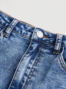 SHEIN 青少年女孩牛仔喇叭褲 - 中等水洗藍 - 查看 3