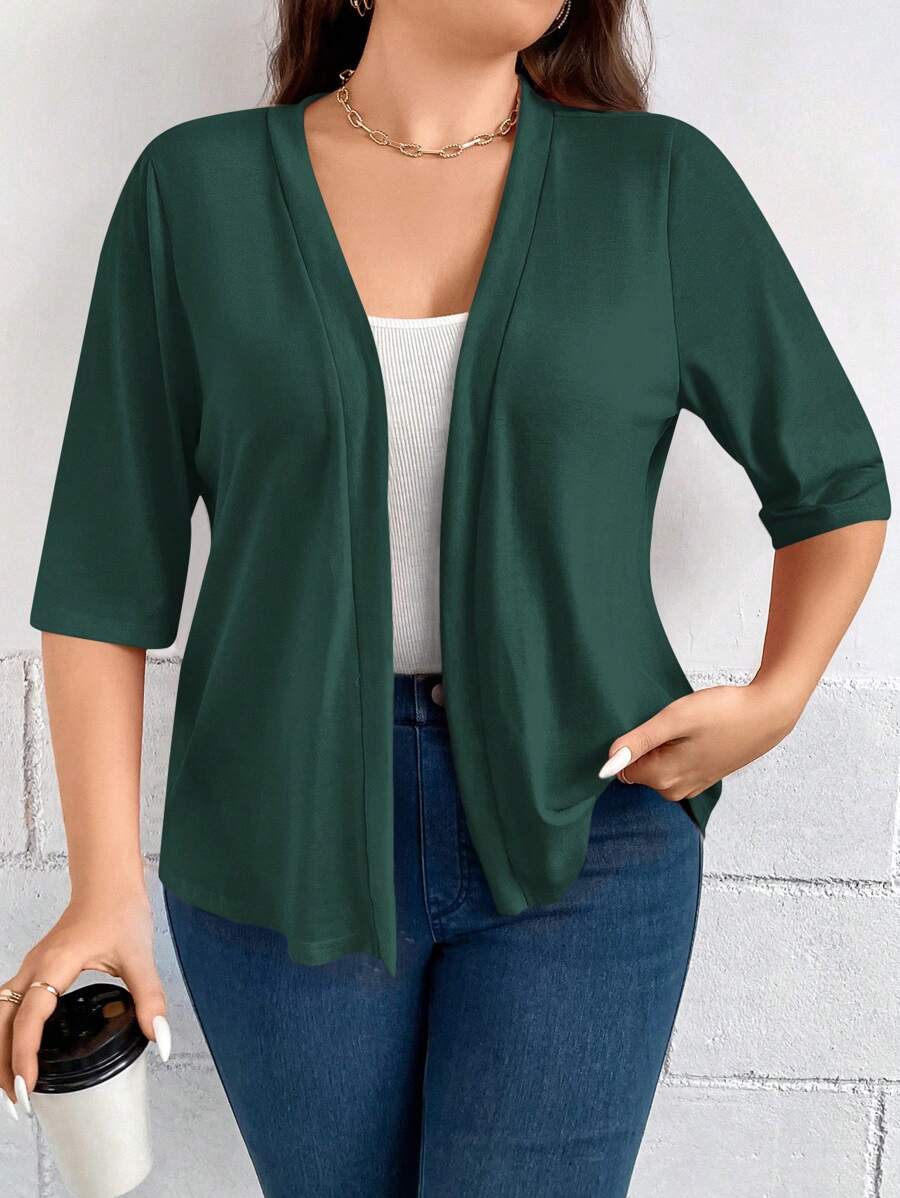 EMERY ROSE Áo khoác bomber tay lửng họa tiết da báo dành cho nữ cỡ lớn, thích hợp mặc hàng ngày, đi học vào mùa thu và đông. - màu xanh lá - Xem 1