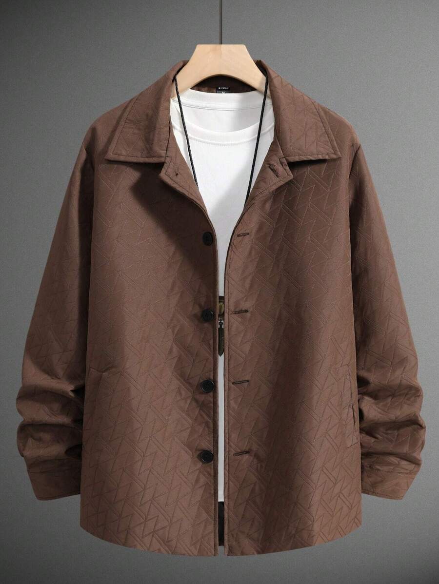 Manfinity Homme Hombres Cazadora unicolor con botón con bolsillo oblicuo sin camiseta