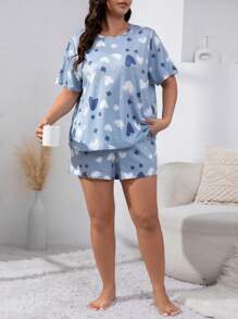Plus Heart Print PJ Set / Pajama Set