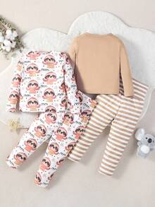 嬰兒男孩2入組卡通圖形t恤和2入組條紋褲子貼身睡衣套裝 - 彩色 - 查看 2