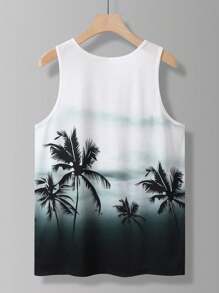 Manfinity RSRT Camiseta sin mangas con estampado tropical para hombre, Tops de playa, gráficos de amigos de vacaciones