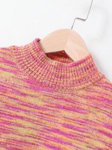 SHEIN 女大童段染小高領落肩袖套頭毛衣 - 彩色 - 查看 3