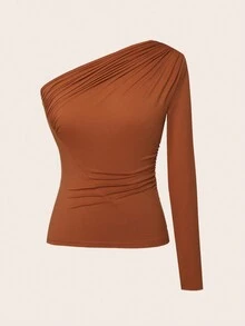 SHEIN Essnce 3入組單肩側收褶素色上衣 - 彩色 - 查看 5