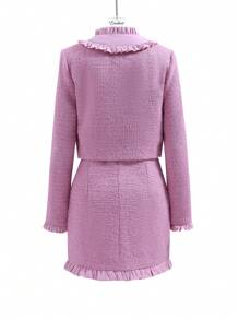 Enchnt Ruffle Hem Bodycon Skirt - Pink - View 8