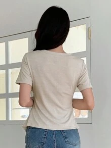 DAZY Women's Short Sleeve Ruched T-shirt