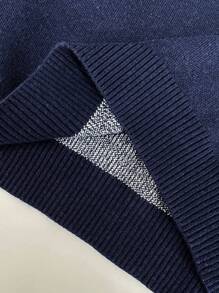 SHEIN EZwear Wzór liter Krótki sweter - Królewski Niebieski - Zobacz 7