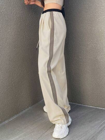 Dazy Star 抽绳腰斜口袋裤，女式慢跑裤