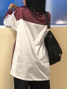 DAZY Letter Graphic Drop Shoulder Sweatshirt - Red - View 2