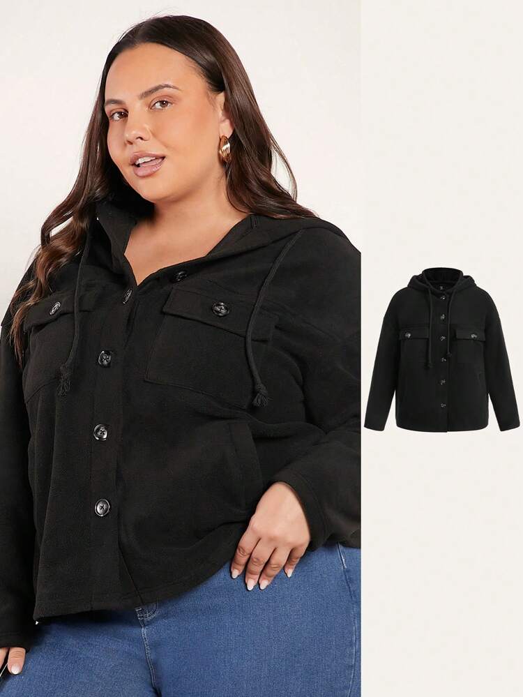 Plus Flap Pocket Button Front Coat