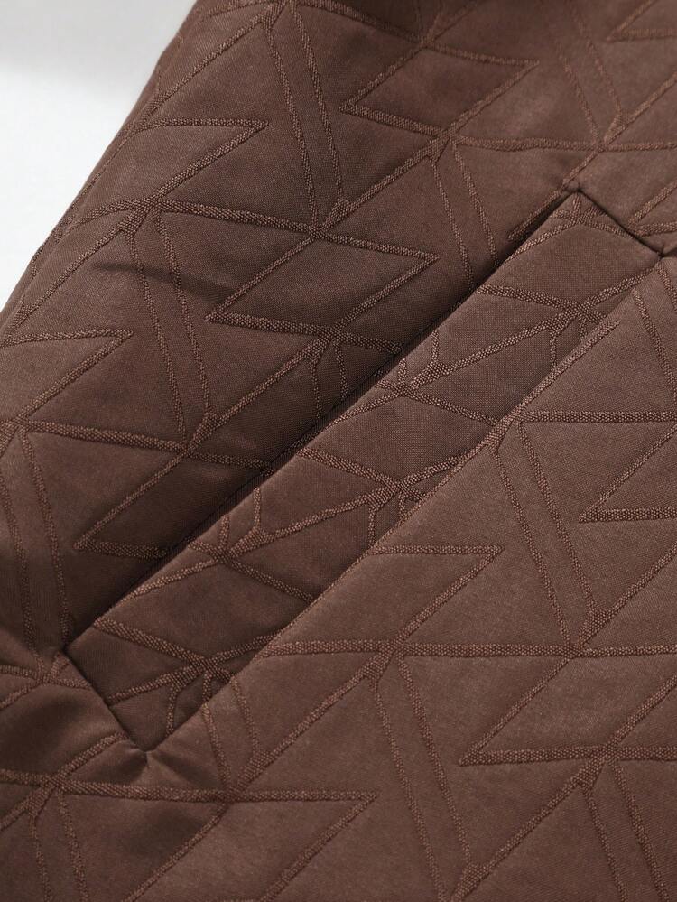 Men Solid Button Up Slant Pocket Jacket Without Tee