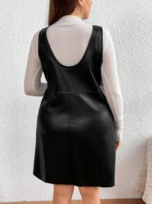 SHEIN LUNE Đầm da PU không tay cỡ lớn không có áo phông - màu đen - Xem 2